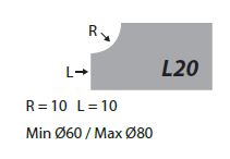 Nicolai Profielfrees voor Graniet en Composiet Ø60 mm L20 R=10 mm L=10 mm Asgat 35 mm