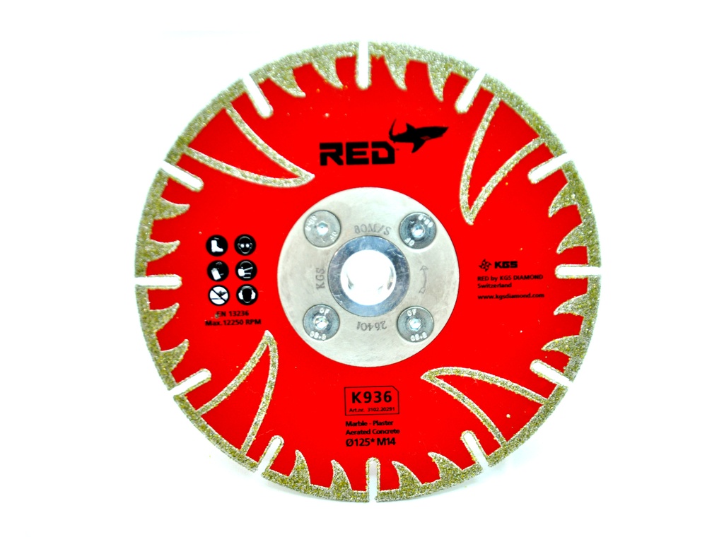 KGS Diamond Blade Red K936 Electroplated for Marble and Bluestone M14