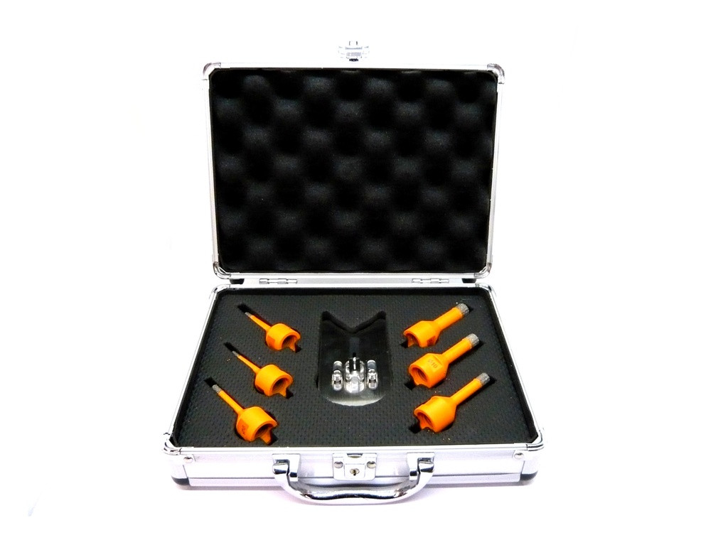 Diamond Drill Set Case 2x6, 2x8, 10, 12 mm Dry Vacuum Brazed M14
