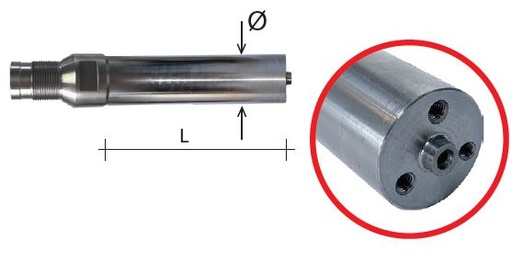 [NI-AZT5363B] Nicolai Adapter M36 GMM New Type Right-Hand Thread for Diamond Drainer Cutter Bore Ø14 mm 3+3 Screw Holes (Useful Length 300 mm)