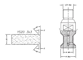Marmo Fraise de Profilage pour Granit et Composite Ø20 mm YS20 3x3 R1/2&quot;