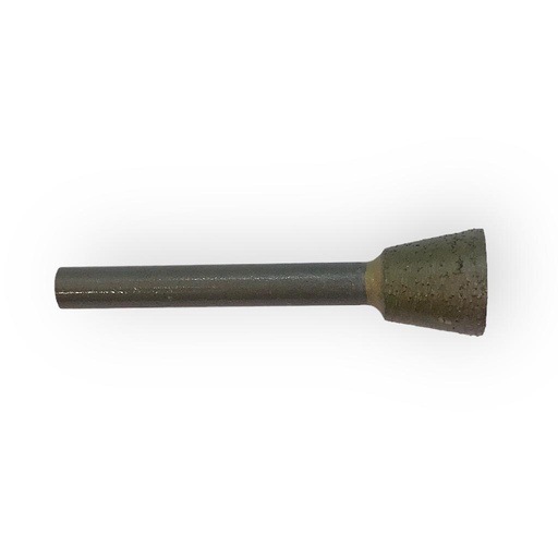 [W500420800] Fraise Diamantée Fritée pour Granit Trapèze sur Tige 6 mm (Diamètre 15/10 x 13 mm, Raccord Tige 6 x 45 mm)