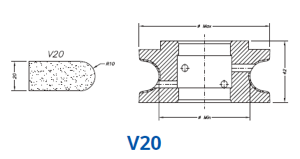 Marmo Profielfrees voor Marmer en Blauwe Hardsteen Ø60 mm V20 - Asgat 35 mm voor CNC