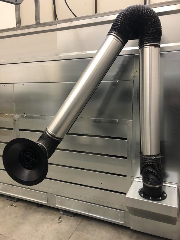 Flexibele afzuigarm voor Grutec Stofcabine met Droogafzuiging - Lengte = 3 m + motor 2.2 kW