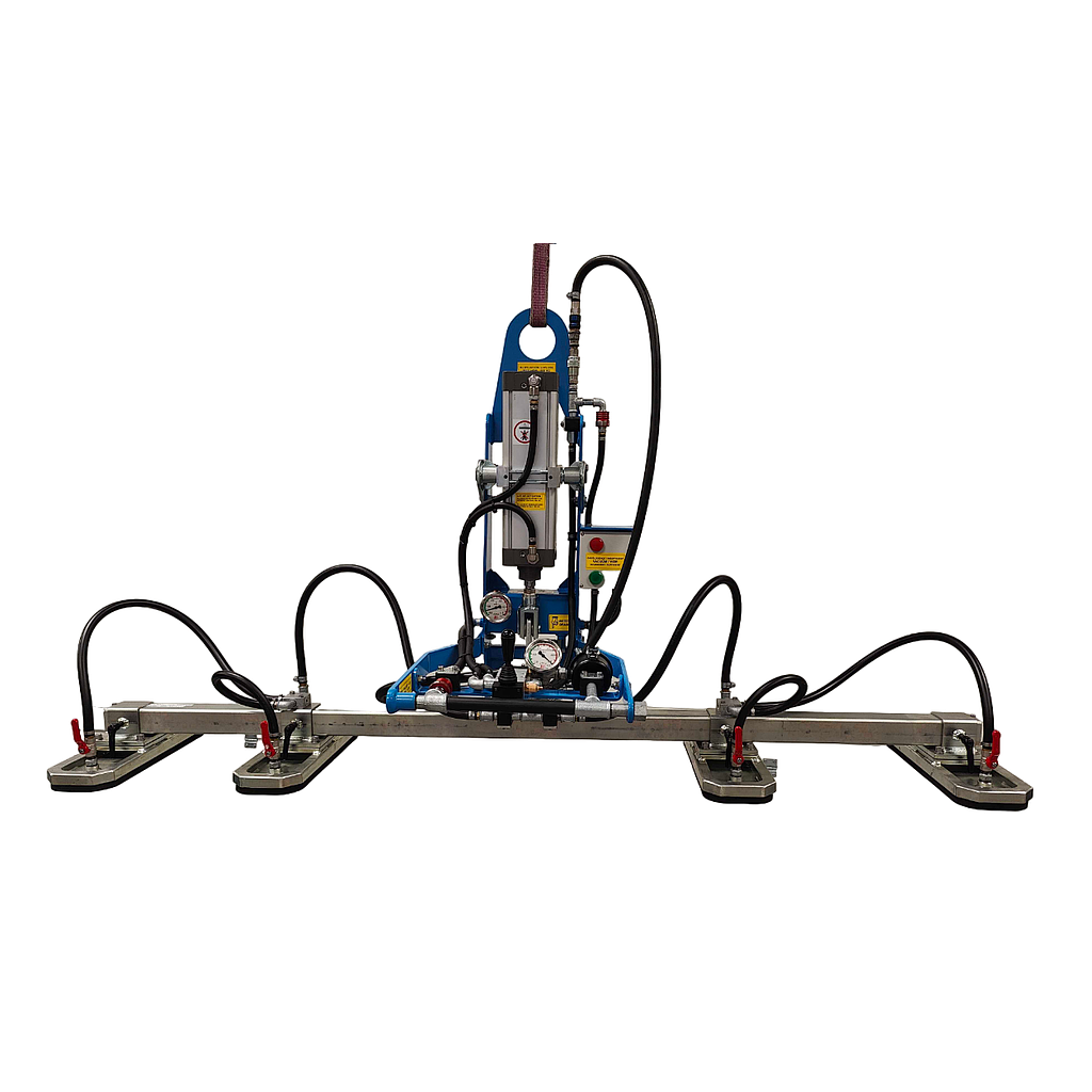 Grutec Système de Levage à ventouses Type MP-mini 4 x 450 x 150 mm Souple + Verin Pneumatique