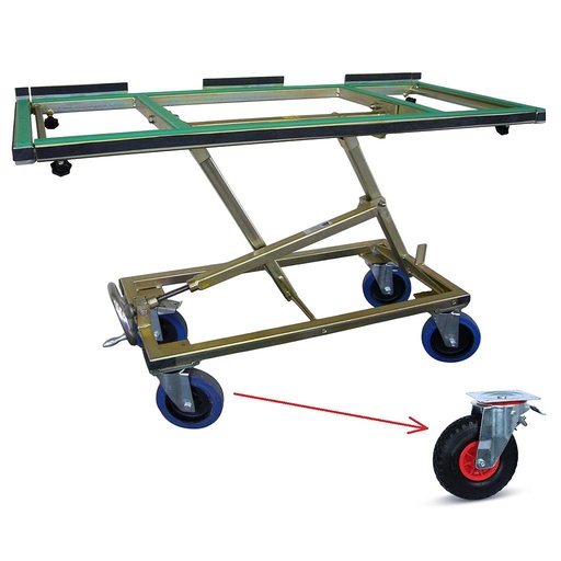 Chariot AK pour Plans de Travail 900mm de large - avec pneux Ø260mm (Type de roue pneu à air pneu anti-crevaison)