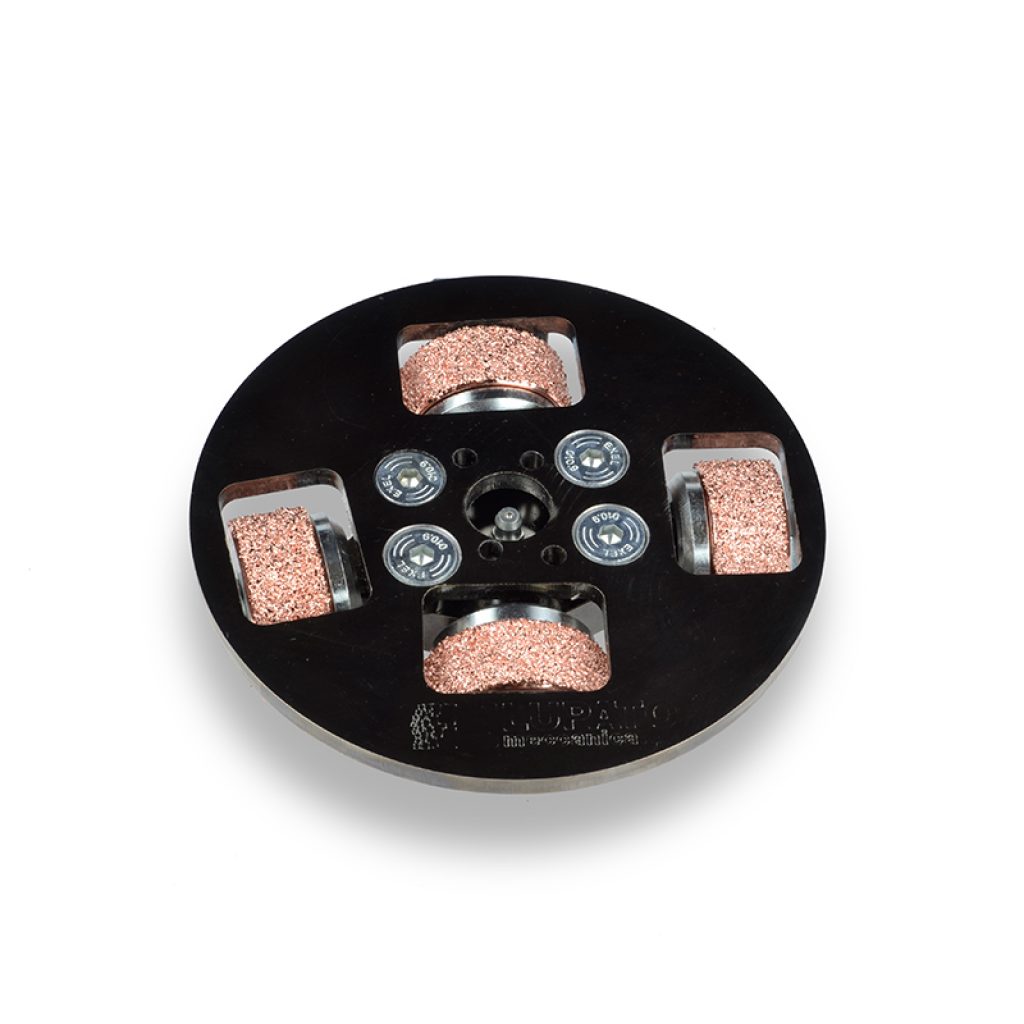 Lupato Plateau effet Sablage  Ø150 mm Stona 4 Rouleaux Abrax M/14 pour Marbre et Pierre Calcaire