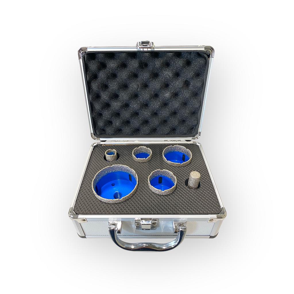 Grutec Foret Diamanté Set en Coffret 20, 35, 42, 50, 68 mm à Sec Soudo-brasé M14