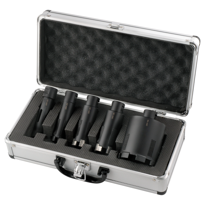 Foret Diamanté Set en Coffret Fritté a Sec Pour Pierre Naturelle - Ø 20mm, Ø 25mm, Ø 30mm, Ø 35mm, Ø 68mm M14