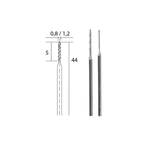 [PRO-28255] Diamond Twist Drill Bits, 2 pieces (Ø 0.8 + 1.2 mm) for Proxxon LWB (Fitting tige 2.35 mm)