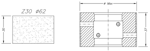 Marmo Profielfrees voor Graniet, Kwartsiet en Composiet Ø62 mm Z30 - Asgat 35 mm voor CNC