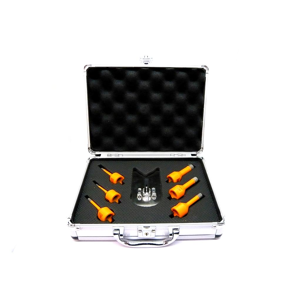 Diamond Drill Set Case 2x6, 2x8, 10, 12 mm Dry Vacuum Brazed M14