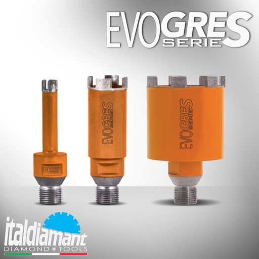 Italdiamant Diamond Core Drill Bit with Segments Evo Gres for UCS and Ceramics R1/2"