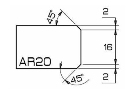 ADI Profielfrees voor Graniet en Composiet Ø20 mm AR20 R1/2&quot;