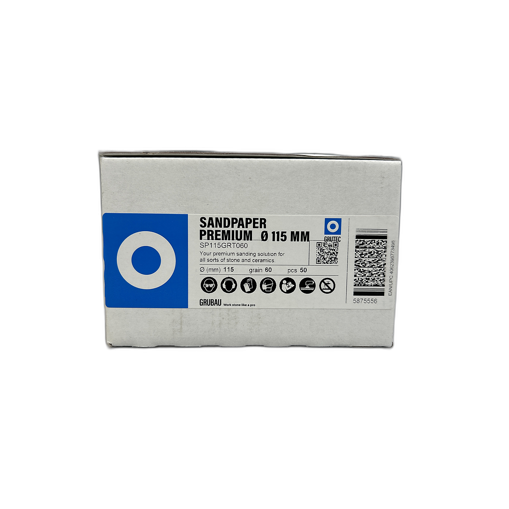Grutec Premium Sandpaper for Natural Stone Ø115 mm Velcro