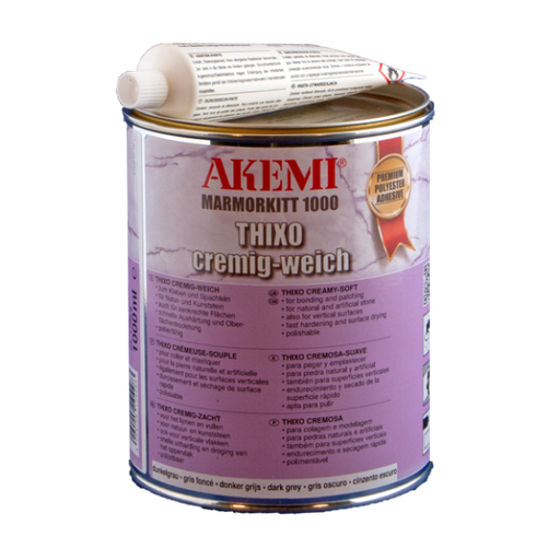 Akemi Marmorkitt 1000 Thixo Structur Durcisseur inclus 1 l (Couleur Impala-Gris Jura Brun Travertin Léger)