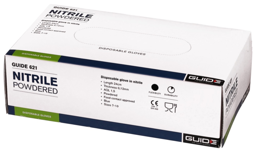 Glove Nitrile 0.10 mm Blue Powdered 621 (per 100 pieces)