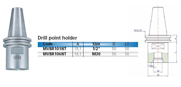 CNC-Cone voor Brembana New Type ISO40 R1/2" Inwendig