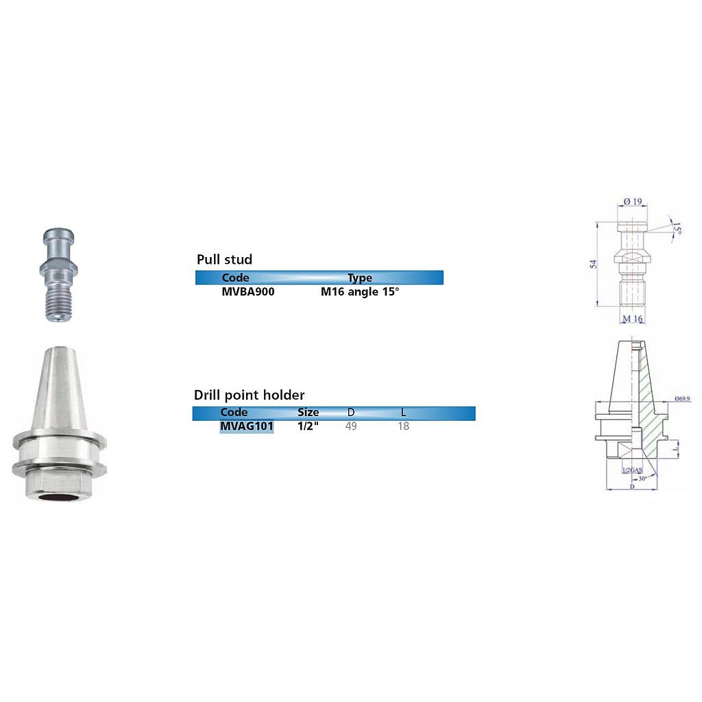 CNC-Cone voor Prussiani ISO40  R1/2' Inwendig