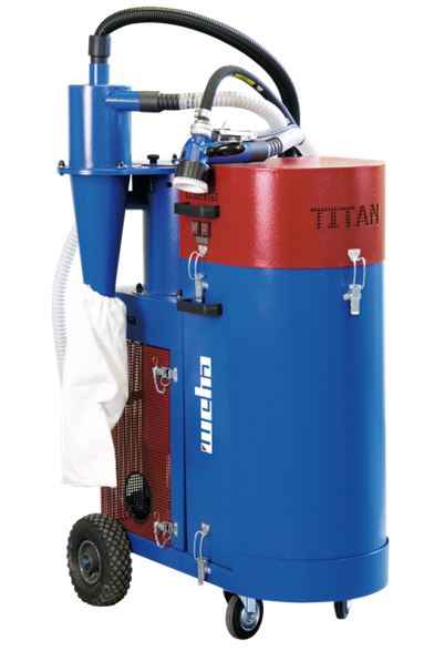 Zandstraalapparaat Titan (8 mm) + Stofafscheider Blue Line (Rood/blauw)