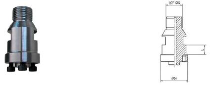 [AD-SL02498] ADI Adapter R1/2" Left-hand Thread for Diamond Milling Cutter Countersink with Bore Ø14 mm 3+3 screw holes (Length 12 mm)