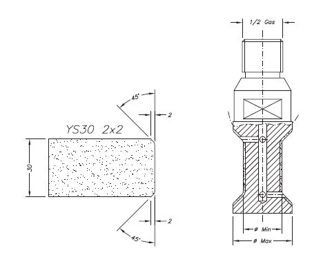 Marmo Profielfrees voor Graniet en Composiet Ø20 mm YS30 2x2 R1/2&quot;