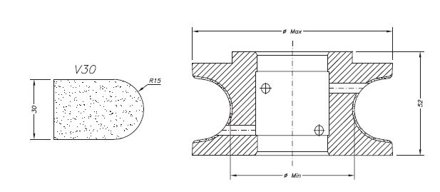 Marmo Profielfrees voor Graniet en Composiet Ø60 mm V30 - Asgat 35 mm