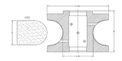 Marmo Profielfrees voor Marmer en Blauwe Hardsteen Ø60 mm V50 - Asgat 35 mm voor CNC