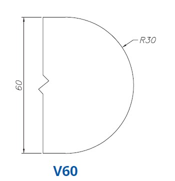 Marmo Profielfrees Galvanisch voor Marmer en Blauwe Hardsteen Ø60 mm V60 Asgat 22,2 mm - M8