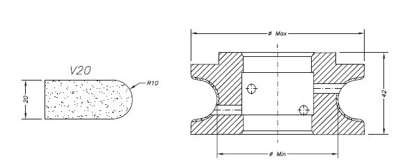 Marmo Profielfrees Standard voor Graniet, Kwartsiet en Composiet Ø60 mm V20 - Asgat 35 mm voor CNC