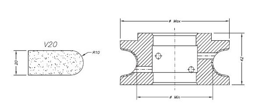 Marmo Profielfrees voor Graniet en Composiet Ø60 mm V20 - Asgat 35 mm voor CNC