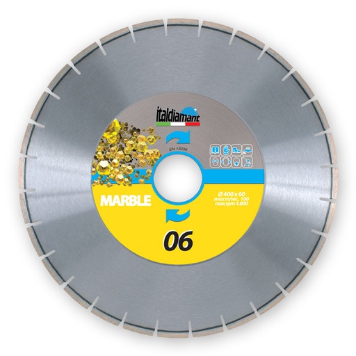 Italdiamant Disque Diamanté pour Marbre 06 pour Débiteuse de Table
