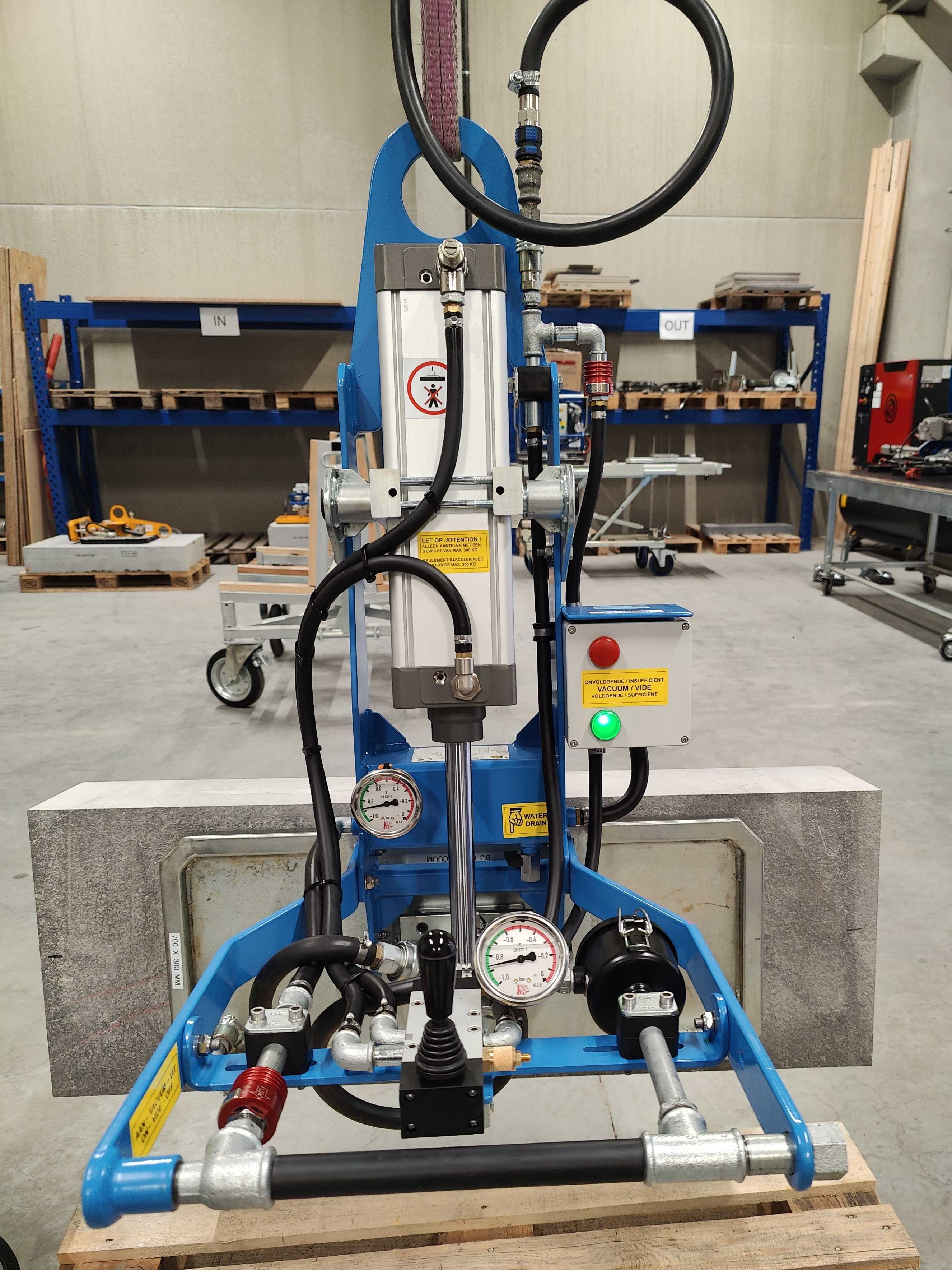 Vacuüm Hefsysteem Grutec Type MP-MINI 4 x 450 x 150 mm Zacht op perslucht + Cilinder