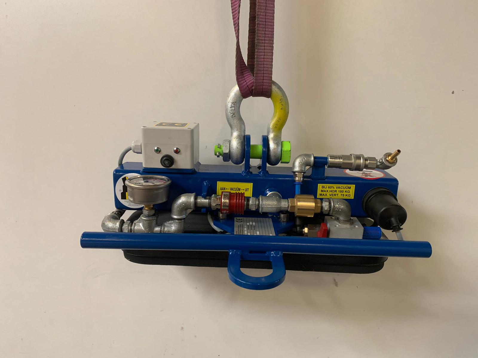 Vacuüm Hefsysteem Type WG.5Y op Perslucht - zuignap 550 x 220 mm Zacht - 300kg - Inclusief CE  Alarmsysteem