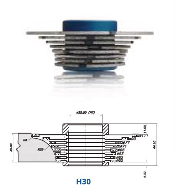 Marmo Profielfrees voor Graniet en Composiet Ø60 mm H30 Asgat 35 mm